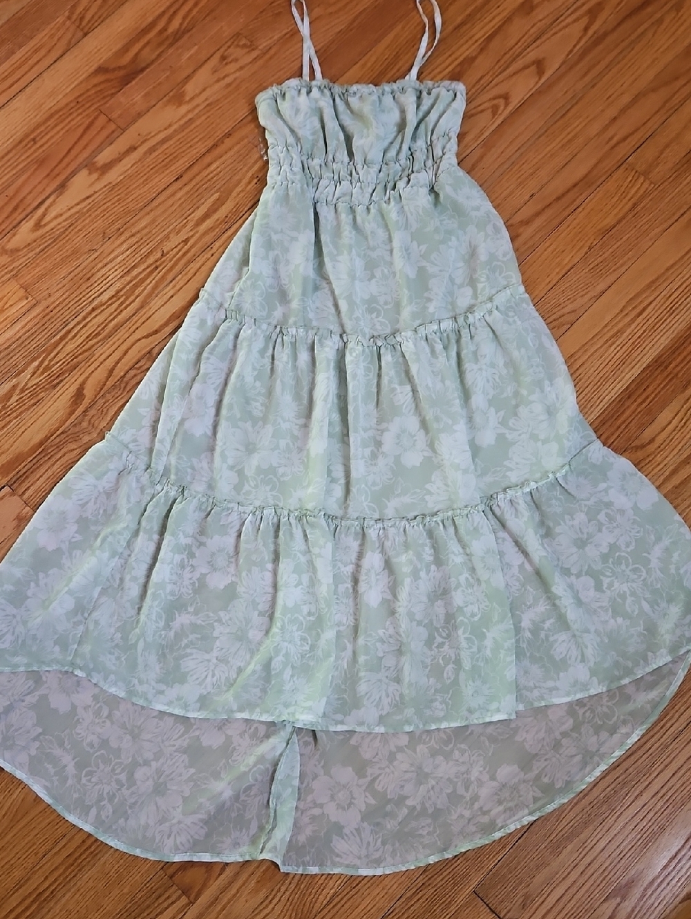 No Boundaries Mint Green Floral Tiered Sundress with Spaghetti Straps